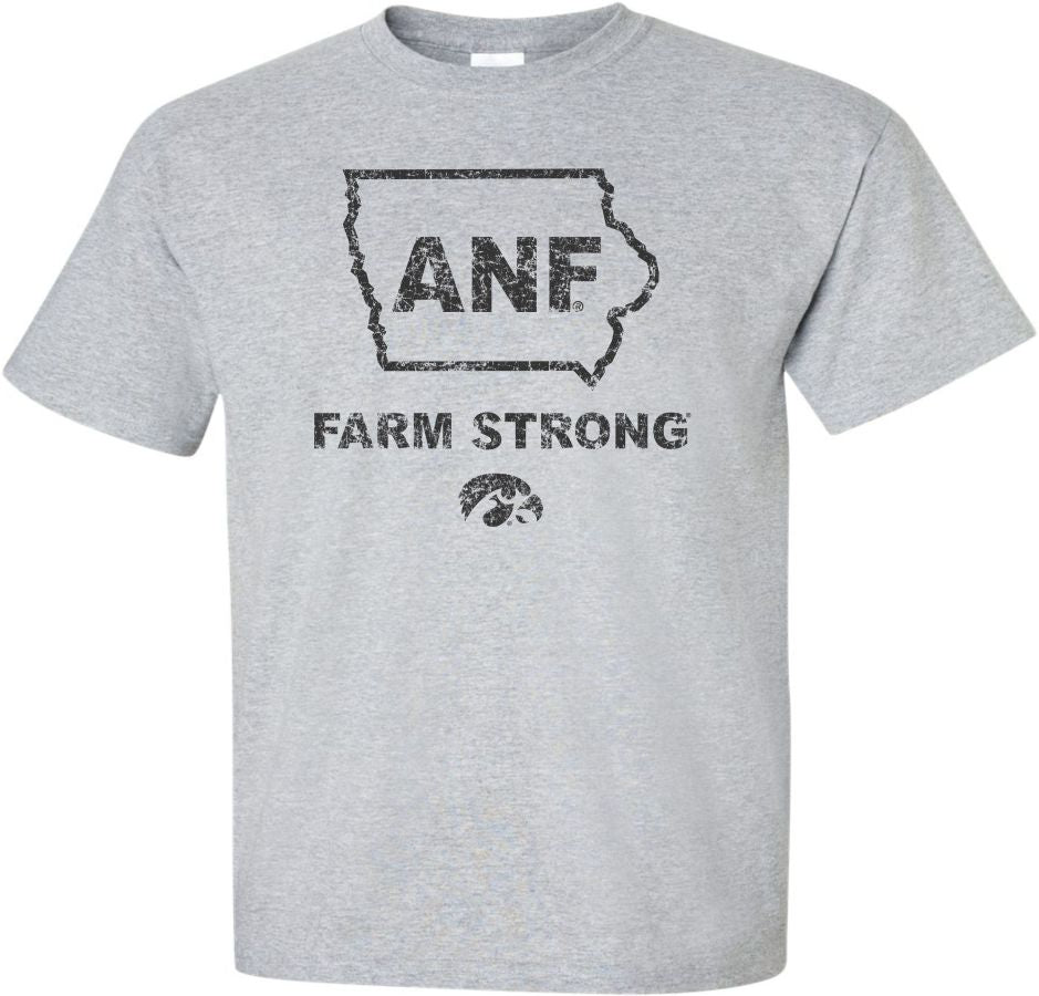 Circle Anf - Farm Strong - Light Gray Iowa Hawkeyes T-shirt