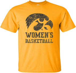 Show your love and support of our Iowa Women's Basketball team! This design says it all with a big Tigerhawk above Women's Basketball. Printed on a pre-shrunk, 100% cotton gold t-shirt with black ink. All of our Iowa Hawkeye designs are Officially Licensed and approved by the University of Iowa.