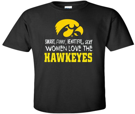 Smart, Funny, Beautiful, Sexy Women - Black t-shirt. Officially Licensed and approved by the University of Iowa.