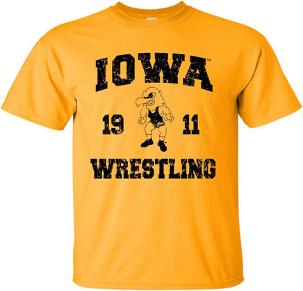 Iowa Wrestling 1911 Gold t-shirt for the Iowa Hawkeyes.