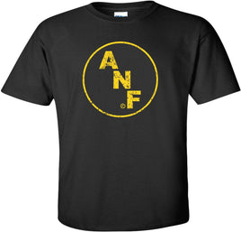 ANF Circle Logo - Black t-shirt for the Iowa Hawkeyes. Officially Licensed and approved by the University of Iowa.