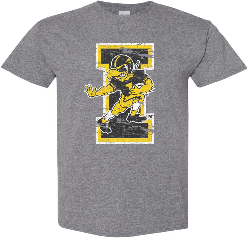 Football Herky in I - Medium Gray Iowa Hawkeyes t-shirt| Flexy Threads