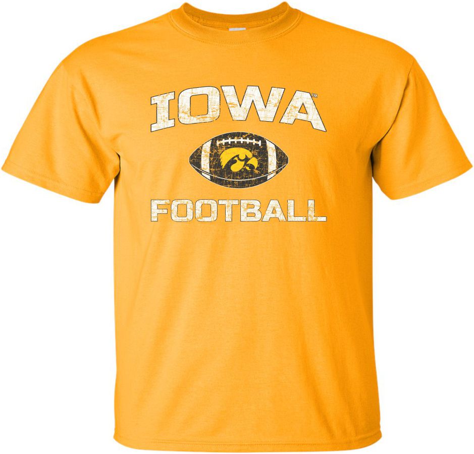 Iowa Tigerhawk in Football - Gold Iowa Hawkeyes t-shirt| Flexy Threads