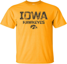Show your support for the Iowa Hawkeyes! This design has Iowa Hawkeyes with the Tigerhawk. Printed on a pre-shrunk, 100% cotton gold t-shirt with black ink. All of our Iowa Hawkeye designs are Officially Licensed and approved by the University of Iowa.
