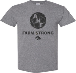 ANF stands for America Needs Farmers and began in 1985 during Farm Crisis. This design has the ANF logo with Farm Strong and the Tigerhawk. Printed on a pre-shrunk, 50/50 cotton/poly cotton medium gray t-shirt with black ink. All of our Iowa Hawkeye designs are Officially Licensed and approved by the University of Iowa.
