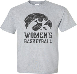 Show your love and support of our Iowa Women's Basketball team! This design says it all with a big Tigerhawk above Women's Basketball. Printed on a pre-shrunk, 50/50 cotton/poly light gray t-shirt with black ink. All of our Iowa Hawkeye designs are Officially Licensed and approved by the University of Iowa.