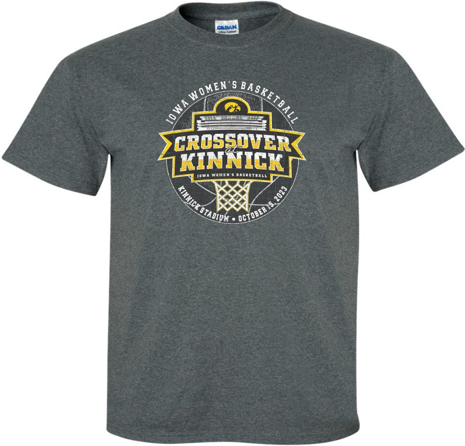 Crossover at Kinnick - Iowa Women's Basketball Dark Gray t-shirt| Flexy ...