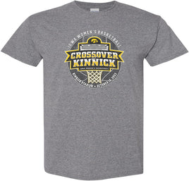 The Iowa Women's Basketball Crossover at Kinnick event will be played at Kinnick Stadium on October 15, 2023. Let's pack Kinnick Stadium and cheer on our Iowa Women's Basketball Team! Printed on a pre-shrunk, 50/50 cotton/poly medium gray shirt with white, black and gold ink. Officially Licensed by Iowa.
