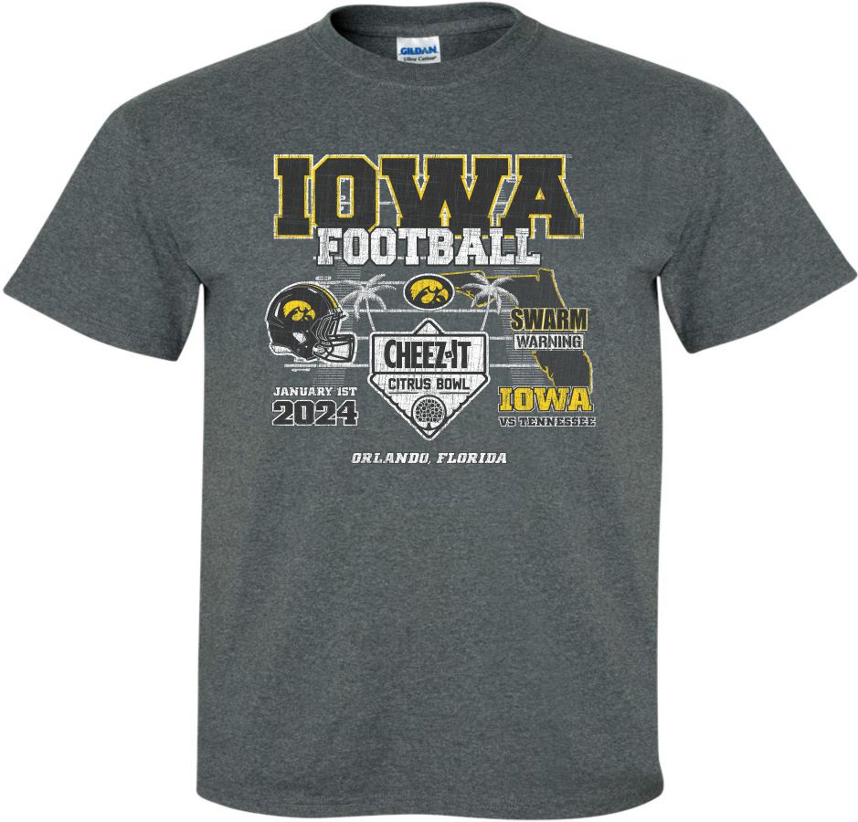 2024 Citrus Bowl Iowa Hawkeyes Football Dark Gray t-shirt| Flexy