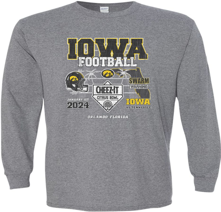 2024 Citrus Bowl Iowa Hawkeye Football Medium Gray Long Sleeve