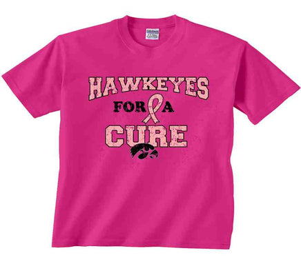 Hawkeyes for a Cure - Heliconia Pink t-shirt. Officially Licensed and approved by the University of Iowa.