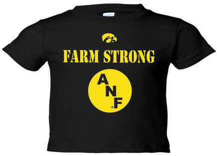 ANF Farm Strong - Infant-Toddler Black Infant-Toddler t-shirt. Officially Licensed and approved by the University of Iowa.