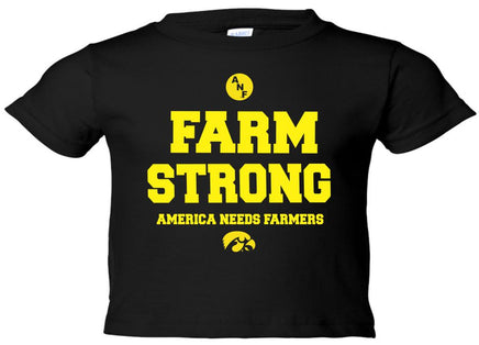 Farm Strong - Infant-toddler Black t-shirt. Officially Licensed and approved by the University of Iowa.