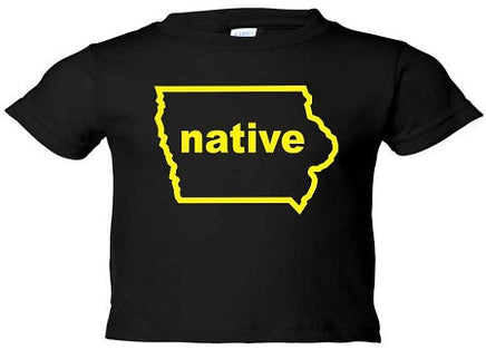 Iowa Native - Black Infant-Toddler t-shirt. Officially Licensed and approved by the University of Iowa.