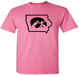 Tigerhawk in State of Iowa - Azalea Pink t-shirt. Officially Licensed and approved by the University of Iowa.