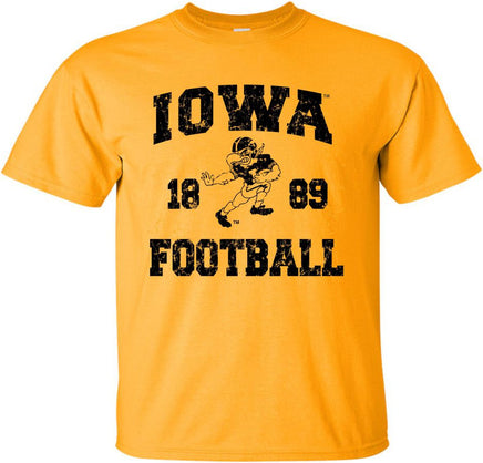 Iowa Football 1889 Herky - Gold t-shirt for the Iowa Hawkeyes. Officially Licensed and approved by the University of Iowa.