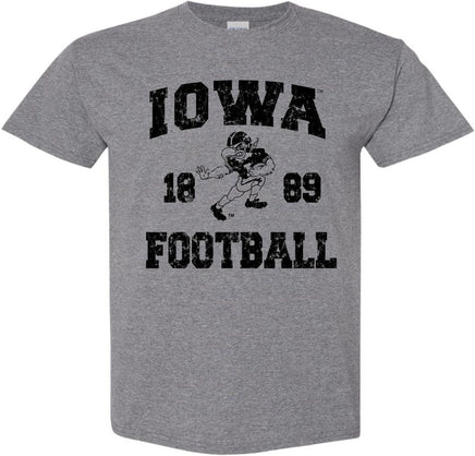 Iowa Football 1889 Herky - Medium Gray t-shirt for the Iowa Hawkeyes. Officially Licensed and approved by the University of Iowa.