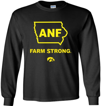 ANF in State of Iowa - Black Long Sleeve shirt. Officially Licensed and approved by the University of Iowa.