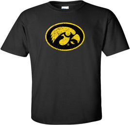 Oval Tigerhawk - Black t-shirt for the Iowa Hawkeyes. Officially Licensed and approved by the University of Iowa.