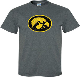 Oval Tigerhawk - Dark Gray t-shirt for the Iowa Hawkeyes. Officially Licensed and approved by the University of Iowa.