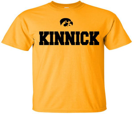 Kinnick with Tigerhawk - Iowa Hawkeyes Gold t-shirt. Officially Licensed and approved by the University of Iowa.