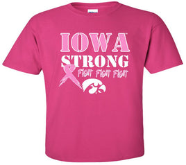 Iowa Strong Pink Ribbon - Heliconia Pink t-shirt. Officially Licensed and approved by the University of Iowa.