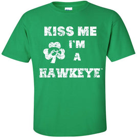 Kiss Me I'm A Hawkeye - Irish Green T-shirt for the Iowa Hawkeyes. Officially Licensed and approved by the University of Iowa.