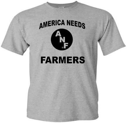 America Needs Farmers and was established in 1985 during the Farm Crisis. The front of this shirt has America Needs Farmers with the ANF circle logo. The back of the shirt has a Tigerhawk and Farm Strong. Printed on pre-shrunk, 90/10 cotton/poly light gray t-shirt with black ink. All of our Iowa Hawkeye designs are Officially Licensed and approved by the University of Iowa.