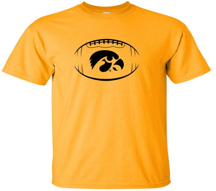Tigerhawk in Football - Iowa Hawkeyes Gold t-shirt. Officially Licensed and approved by the University of Iowa.