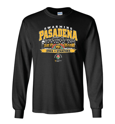 Rose Bowl 2016 - Swarm Pasadena - Black Long Sleeve. Officially Licensed and approved by the University of Iowa.