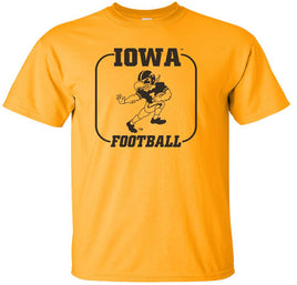 Iowa Herky Football - Iowa Hawkeyes Gold t-shirt. Officially Licensed and approved by the University of Iowa.