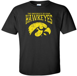 U of I Hawkeyes Tigerhawk - Black t-shirt. Officially Licensed and approved by the University of Iowa.