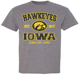 Hawkeyes Iowa - Iowa City - Medium Gray t-shirt. Officially Licensed and approved by the University of Iowa.