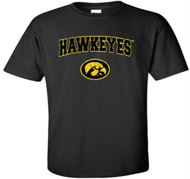 Hawkeyes with Tigerhawk - Black t-shirt. Officially Licensed and approved by the University of Iowa.