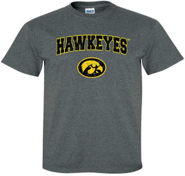 Hawkeyes with Tigerhawk - Dark Gray t-shirt. Officially Licensed and approved by the University of Iowa.
