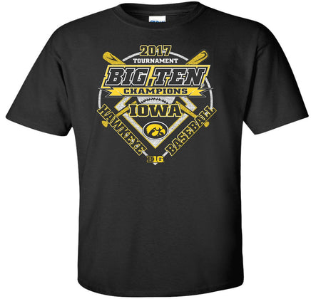 2017 Iowa Baseball B1G Tournament Champs - Black t-shirt. Officially Licensed and approved by the University of Iowa.