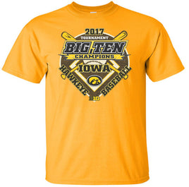 2017 Iowa Baseball B1G Tournament Champs - Gold t-shirt. Officially Licensed and approved by the University of Iowa.