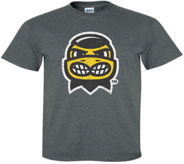 Herky Head - Iowa Hawkeyes Dark Gray t-shirt. Officially Licensed and approved by the University of Iowa.
