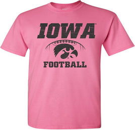 Iowa Tigerhawk Football Laces - Azalea Pink - Gold t-shirt for the Iowa Hawkeyes. Officially Licensed and approved by the University of Iowa.
