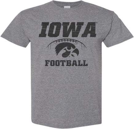 Iowa Tigerhawk Football Laces - Medium Gray t-shirt for the Iowa Hawkeyes. Officially Licensed and approved by the University of Iowa.