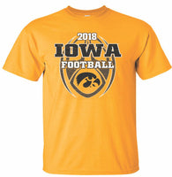 2018 Iowa Football Schedule - Gold t-shirt. Officially Licensed and approved by the University of Iowa.