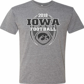 2018 Iowa Football Schedule - Medium Gray t-shirt. Officially Licensed and approved by the University of Iowa.