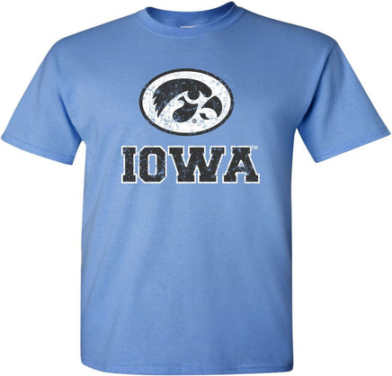 Oval Tigerhawk Iowa - Carolina Blue t-shirt for the Iowa Hawkeyes. Officially Licensed and approved by the University of Iowa.