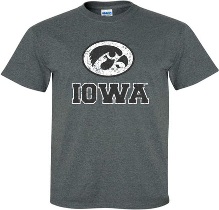 Oval Tigerhawk Iowa - Dark Gray t-shirt for the Iowa Hawkeyes. Officially Licensed and approved by the University of Iowa.