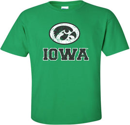 Oval Tigerhawk Iowa - Irish Green t-shirt for the Iowa Hawkeyes. Officially Licensed and approved by the University of Iowa.