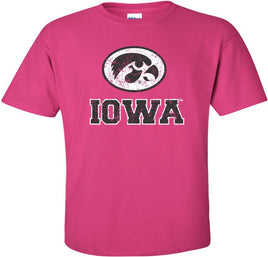  Oval Tigerhawk Iowa - Hot Pink t-shirt for the Iowa Hawkeyes. Officially Licensed and approved by the University of Iowa.