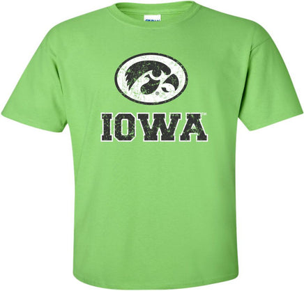 Oval Tigerhawk Iowa - Lime Green t-shirt for the Iowa Hawkeyes. Officially Licensed and approved by the University of Iowa.