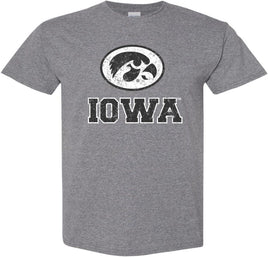 Oval Tigerhawk Iowa - Medium Gray t-shirt for the Iowa Hawkeyes. Officially Licensed and approved by the University of Iowa.