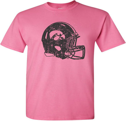 Big Iowa Football Helmet - Azalea Pink t-shirt for the Iowa Hawkeyes. Officially Licensed and approved by the University of Iowa.