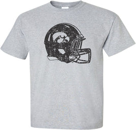 Cheer on the Hawks and show your support for our Iowa Hawkeye Football team! This design has the Iowa Football helmet. Printed on a pre-shrunk, 90/10 cotton/poly light gray t-shirt with black ink. All of our Iowa Hawkeye designs are Officially Licensed and approved by the University of Iowa.